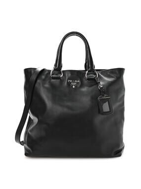 Prada Soft Calf Shopping Tote Black #282384P10B